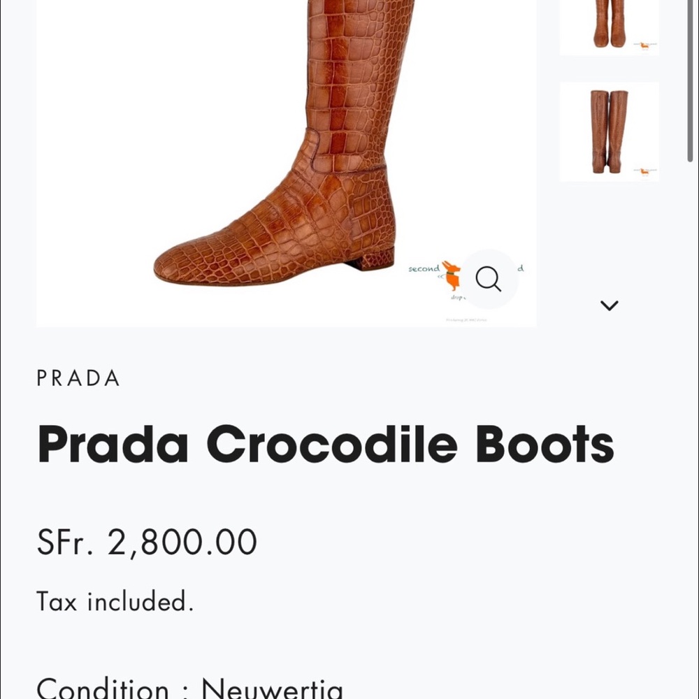 Brown Crocodile Knee-High Boots - Picture 4 of 6